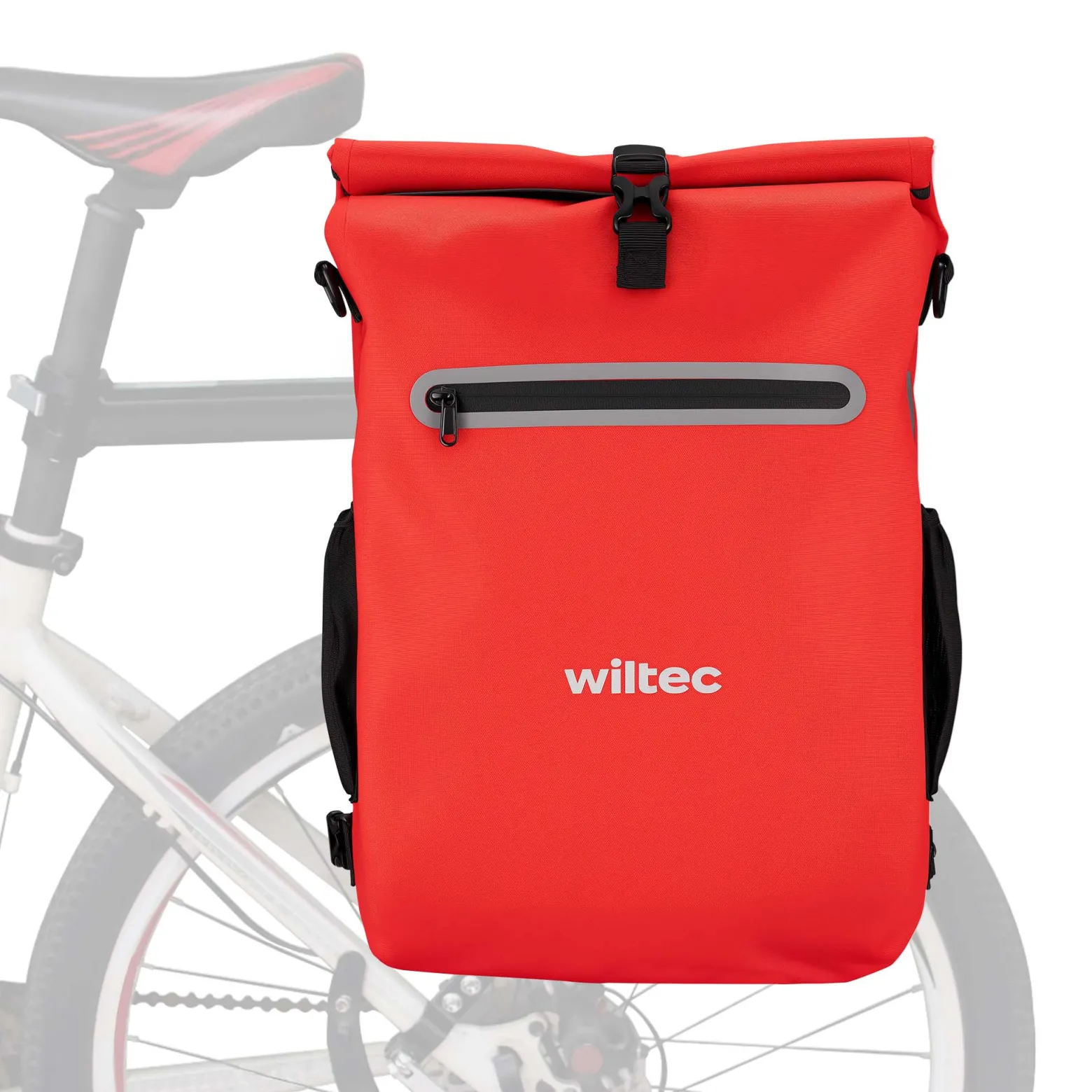 Wiltec Gepäckträgertasche rot, Fahrradtasche Rucksack 20 l Stauraum, Gepäcktasche mit Laptopfach, wasserresistente Fahrrad Tasche