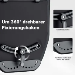 Wiltec Gepäckträgertasche schwarz, Fahrradtasche Gepäckträger 28 l Stauraum, Gepäcktasche mit Tragegurt, Fahrrad Tasche wasserresistent Reflektoren