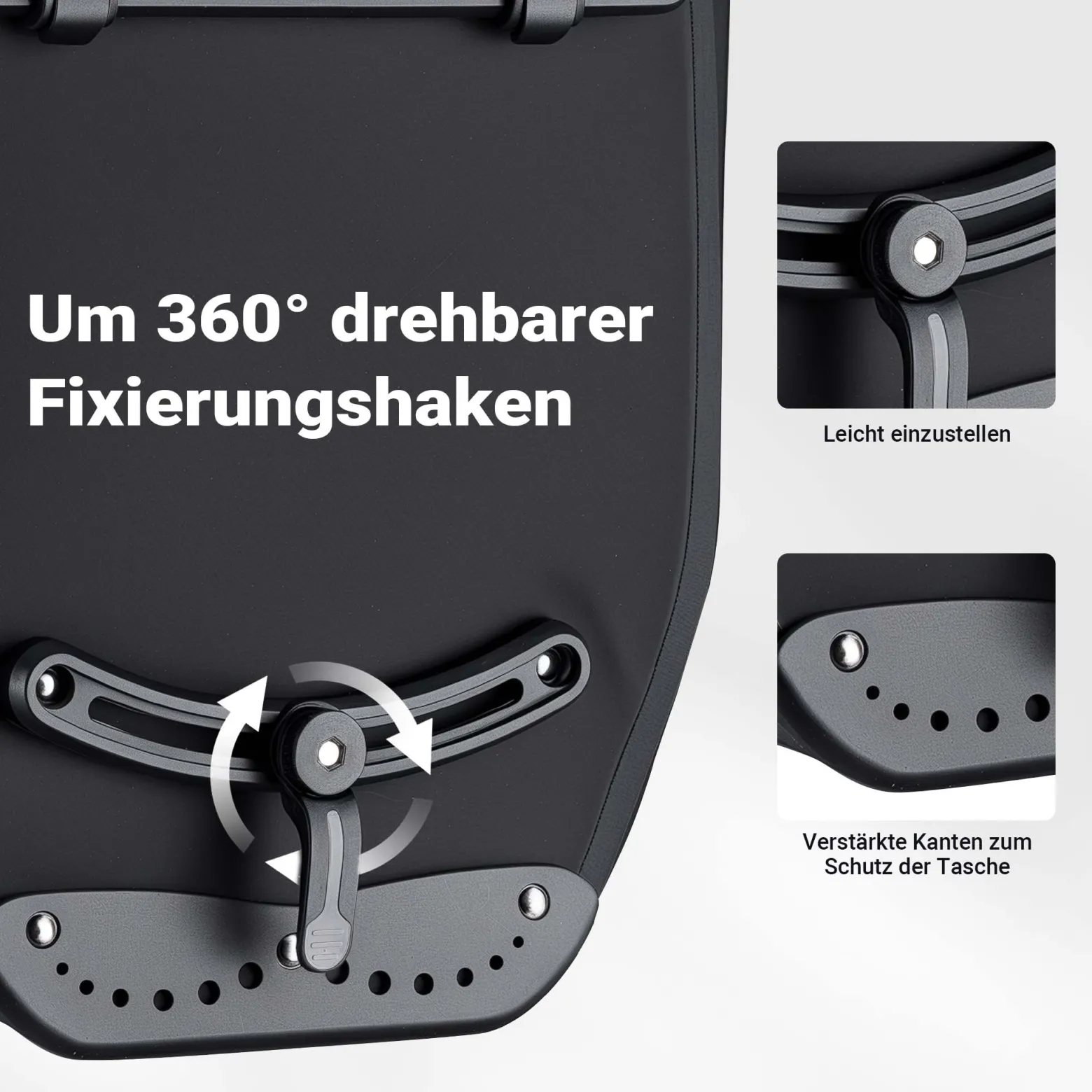 Wiltec Gepäckträgertasche schwarz, Fahrradtasche Gepäckträger 28 l Stauraum, Gepäcktasche mit Tragegurt, Fahrrad Tasche wasserresistent Reflektoren