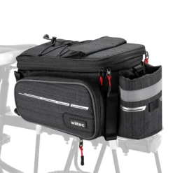 Wiltec Gepäckträgertasche schwarz, Fahrradtasche Gepäckträger bis 20 l Stauraum, wasserresistente Fahrrad Tasche, Gepäcktasche leichte Handhabung