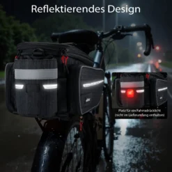 Wiltec Gepäckträgertasche schwarz, Fahrradtasche Gepäckträger bis 20 l Stauraum, wasserresistente Fahrrad Tasche, Gepäcktasche leichte Handhabung