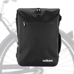 Wiltec Gepäckträgertasche schwarz, Fahrradtasche Rucksack 25 l Stauraum, Gepäcktasche mit Laptopfach, wasserresistente Fahrrad Tasche