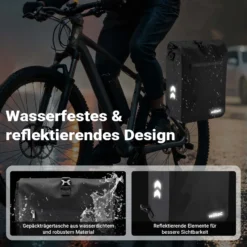 Wiltec Gepäckträgertasche schwarz, Fahrradtasche Rucksack 25 l Stauraum, Gepäcktasche mit Laptopfach, wasserresistente Fahrrad Tasche