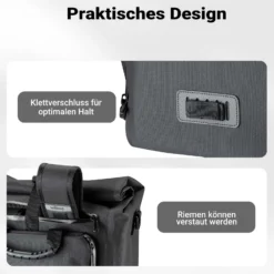 Wiltec Gepäckträgertasche schwarz, Fahrradtasche Rucksack 25 l Stauraum, Gepäcktasche mit Laptopfach, wasserresistente Fahrrad Tasche