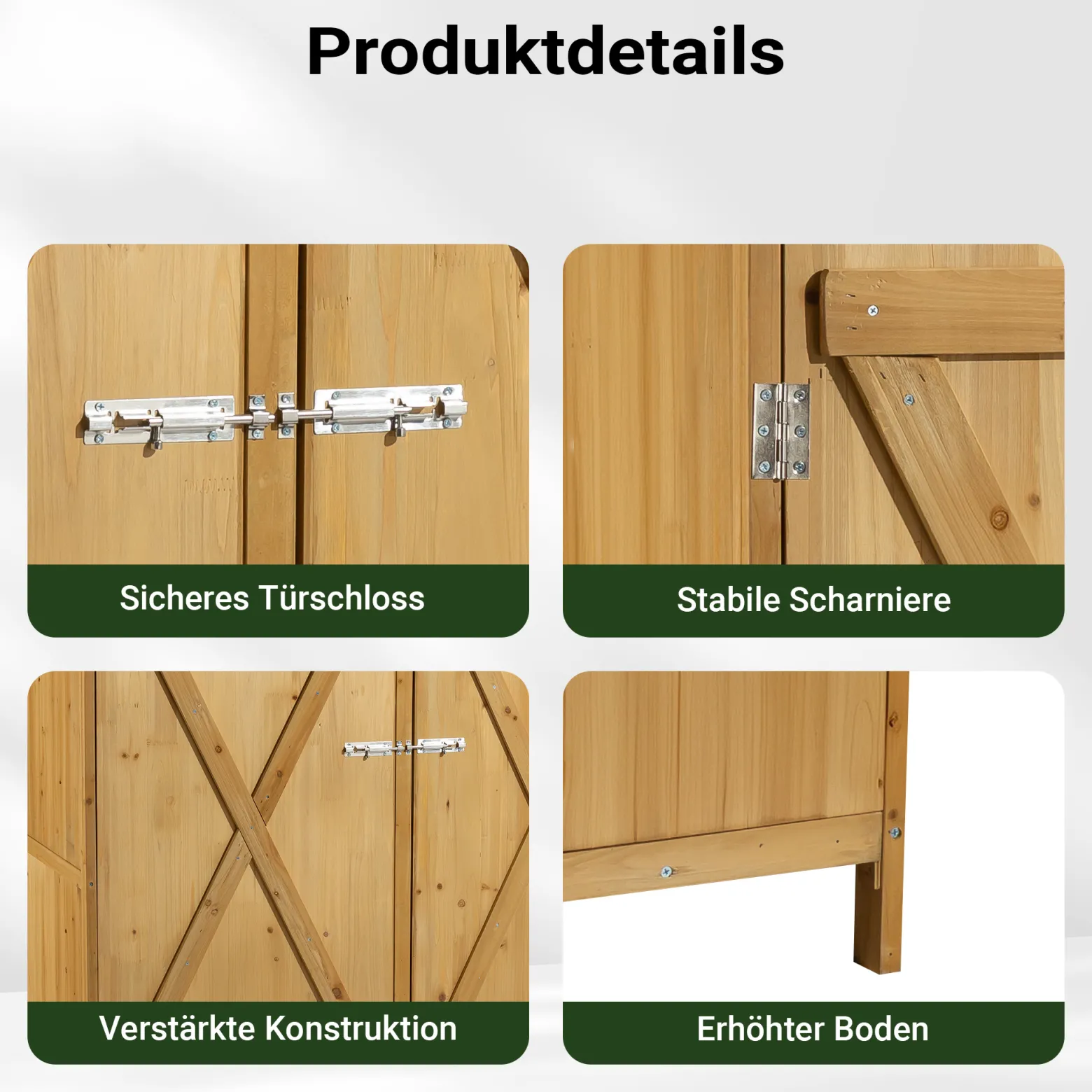 Wiltec Gerätehaus XXL holz Gartenschrank für Gartengeräte inkl. Montagematerial Gartenhaus zur Aufbewahrung Geräteschuppen Geräteschrank