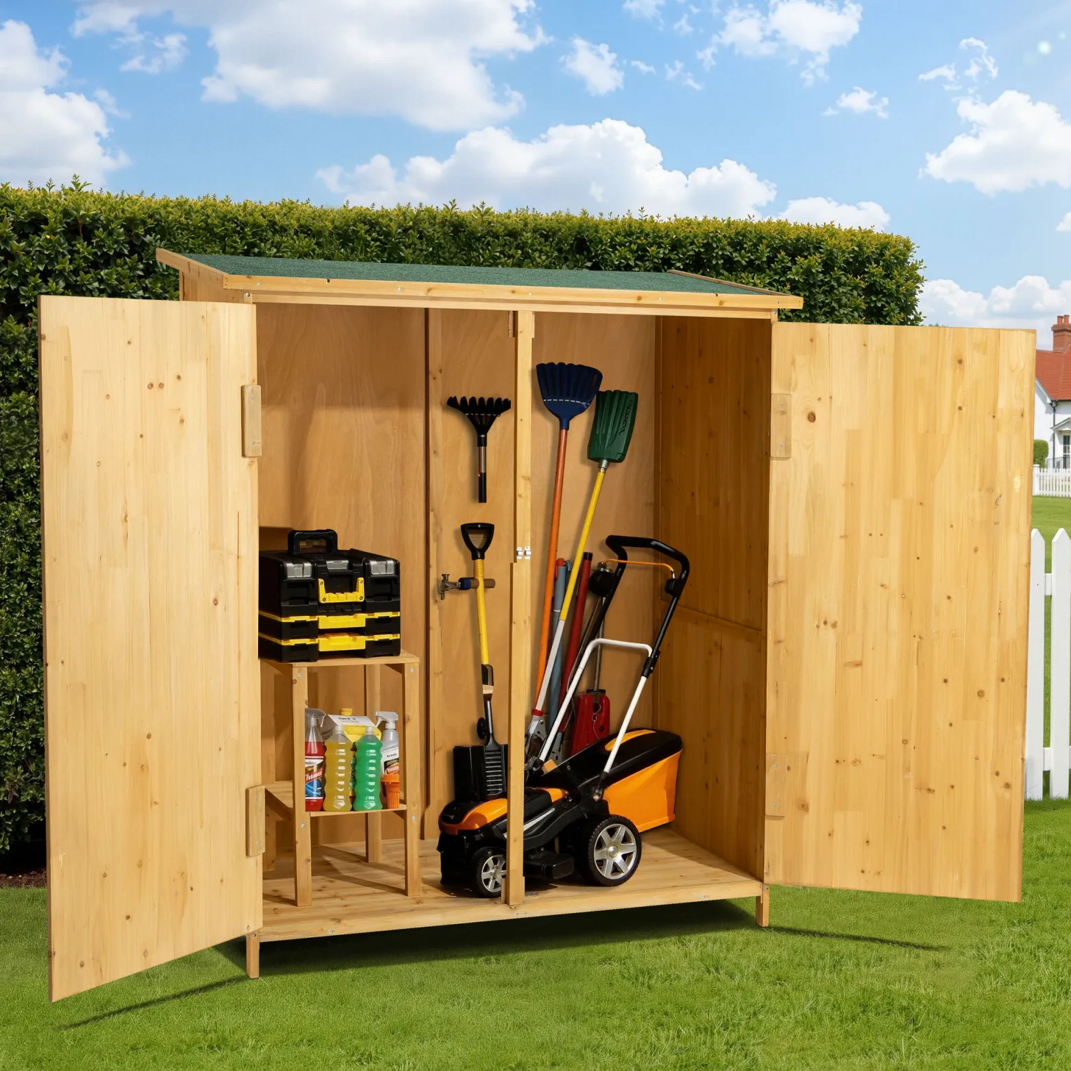 Wiltec Gerätehaus XXL holz Gartenschrank für Gartengeräte inkl. Montagematerial Gartenhaus zur Aufbewahrung Geräteschuppen Geräteschrank
