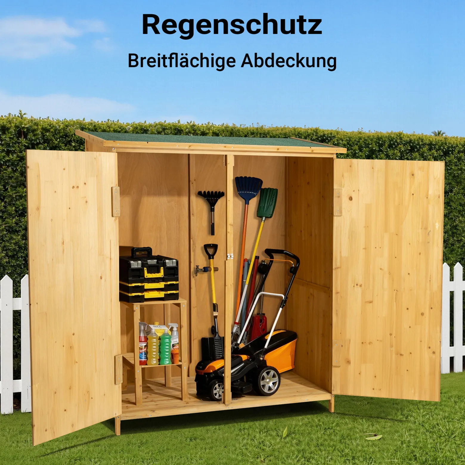 Wiltec Gerätehaus XXL holz Gartenschrank für Gartengeräte inkl. Montagematerial Gartenhaus zur Aufbewahrung Geräteschuppen Geräteschrank