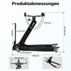 Wiltec Getriebeheber bis 1 t Traglast, Motorheber höhenverstellbar 180-790 mm, Motorblock mit Rollen