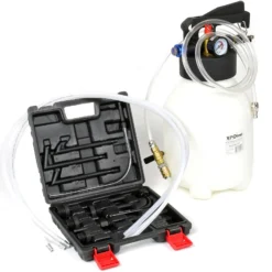Wiltec Getriebeöl Einfüllgerät 6 L mit Druckluftpumpe inkl. 13 ATF Adapter u.a. für moderne Getriebe, Ölwechsel Gerät, Getriebeölwechsel Befüllgerät