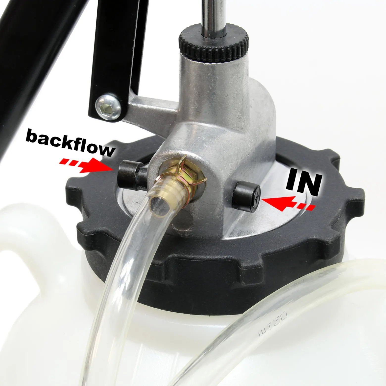 Wiltec Getriebeöl Einfüllgerät 7 L mit Handpumpe inkl. 15 ATF Adapter u.a. für moderne Getriebe, Ölwechsel Gerät, Getriebeölwechsel Befüllgerät