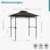 Wiltec Grillpavillon in Kaffee 245 x 152 x 242 cm, BBQ Pavillon mit Rauchabzug, Grillüberdachung mit wasserfester Dachplane, Grillzelt mit 2 Ablagen