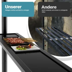 Wiltec Grillpavillon in Kaffee 245 x 152 x 242 cm, BBQ Pavillon mit Rauchabzug, Grillüberdachung mit wasserfester Dachplane, Grillzelt mit 2 Ablagen