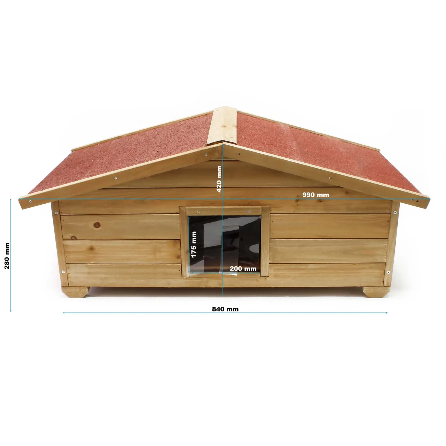 Wiltec Großes Katzenhaus 99 x 52 x 42 cm aus Holz, Katzenhütte für Garten oder Terasse, Wurfkiste isoliert wetterfest, Katzenhöhle