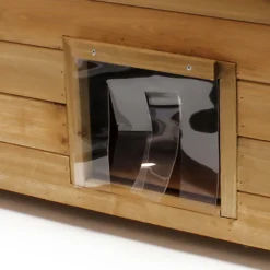 Wiltec Großes Katzenhaus 99 x 52 x 42 cm aus Holz, Katzenhütte für Garten oder Terasse, Wurfkiste isoliert wetterfest, Katzenhöhle