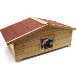 Wiltec Großes Katzenhaus 99 x 52 x 42 cm aus Holz, Katzenhütte für Garten oder Terasse, Wurfkiste isoliert wetterfest, Katzenhöhle