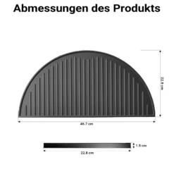 Wiltec Gusseisen Grillplatte 46,7 x 22,8 x 1,5 cm, Gusseisenplatte für Grill mit guter Hitzespeicherung, Grillgitter für typische Grillstreifen auf Grillgut, Grillzubehör für BBQ