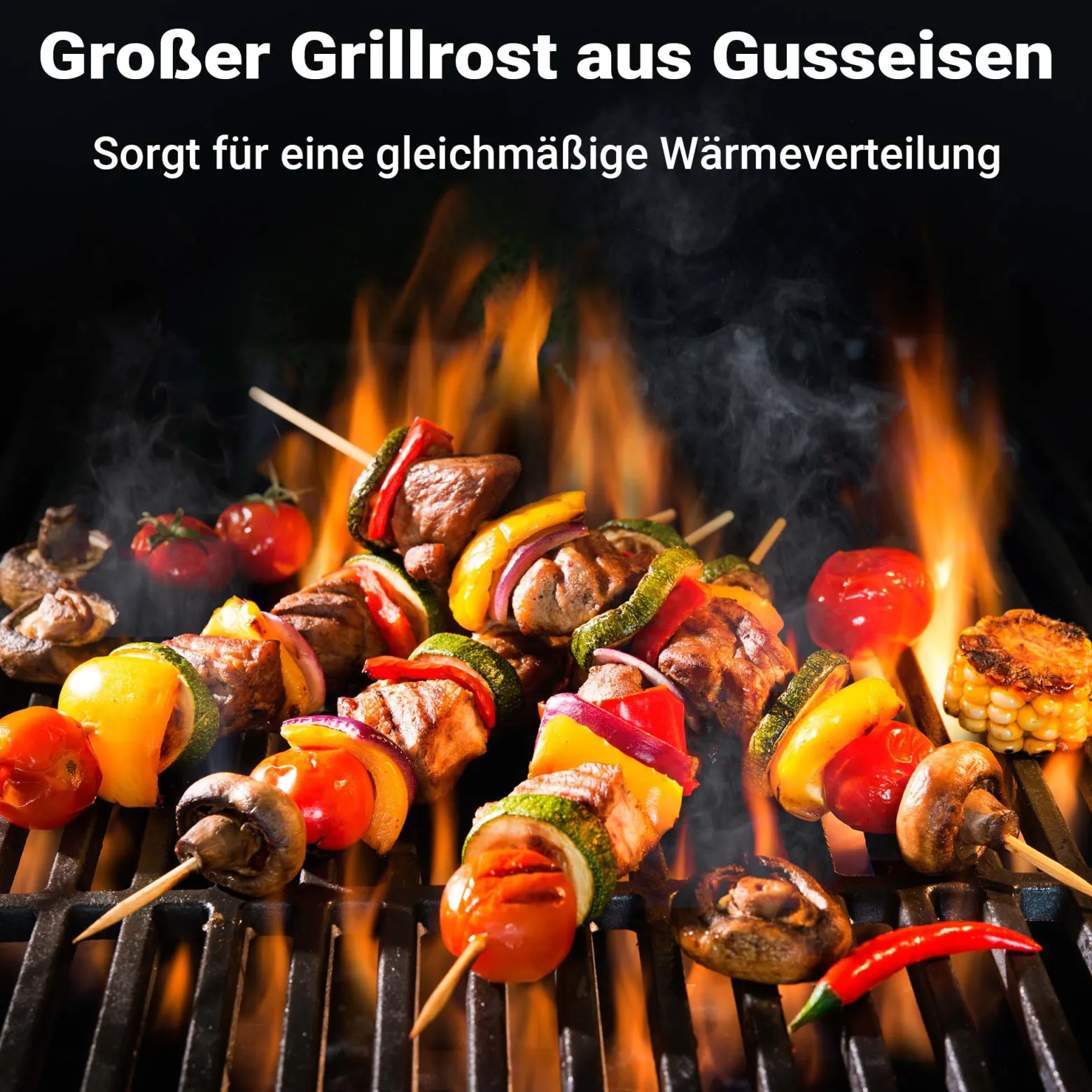 Wiltec Gusseisen Grillrost rund Ø 34,5 cm, Grillgitter für Holzkohlegrill & Gasgrill, Gussgrillrost für BBQ, Grilleinsatz matt emailliert