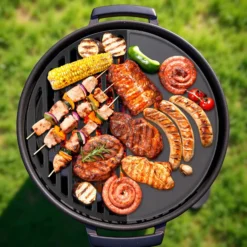 Wiltec Gusseisen Grillrost und Grillplatte, Gussrost für Grill mit guter Hitzespeicherung, Grillgitter für typische Grillstreifen, Grillzubehör für BBQ