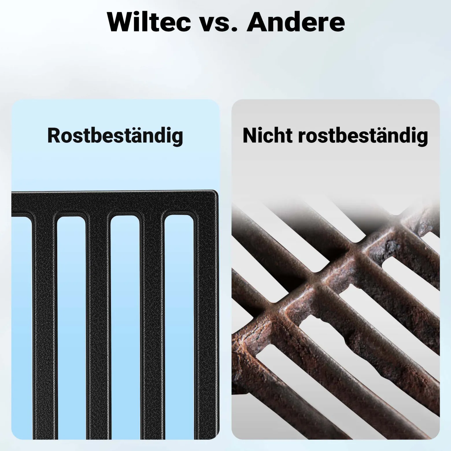Wiltec Gusseisen Grillrost 30 x 44,5 cm, Grillgitter für Holzkohlegrill & Gasgrill, Gussgrillrost für BBQ, Grilleinsatz matt emailliert eckig
