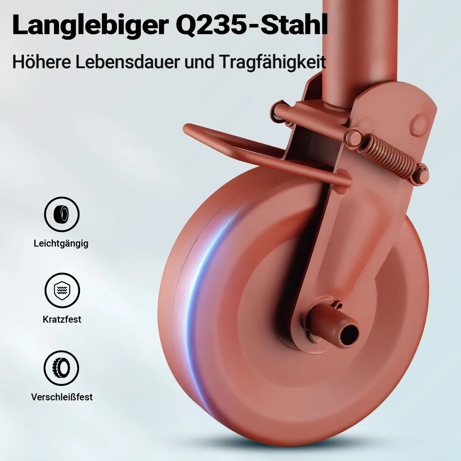 Wiltec Halbautomatisches Stützrad für Anhänger bis 1000 kg, Stützfuß und Bugrad aus Q235 Stahl, Schwerlaststützrad