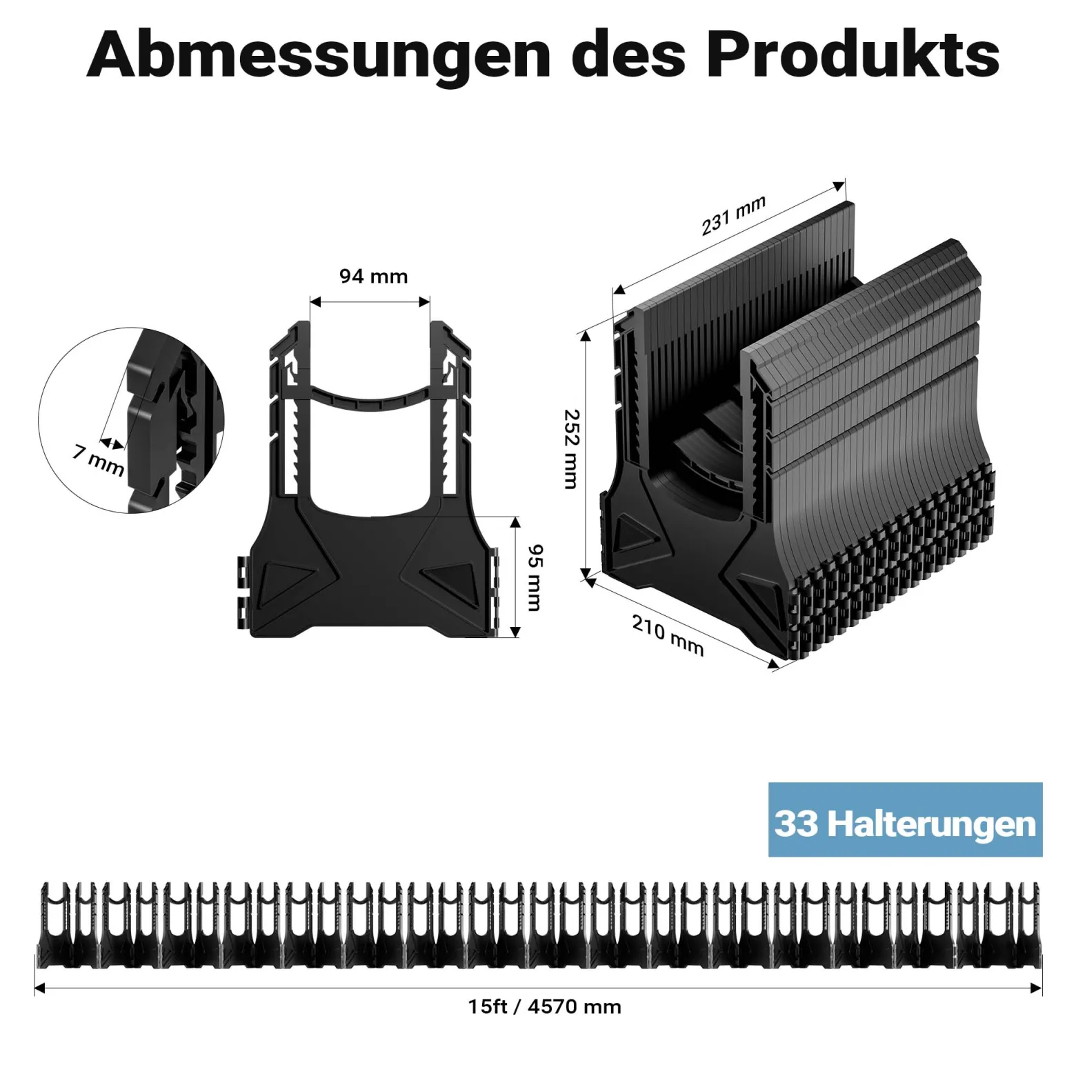 Wiltec Halterung für Abwasserschläuche 4,5 m, Schlauchhalterung Abwasserschlauch für Schläuche bis Ø 94 mm, Schlauchhalter höhenverstellbar für Abwasser bei Camping, Wohnwagen und Wohnmobil