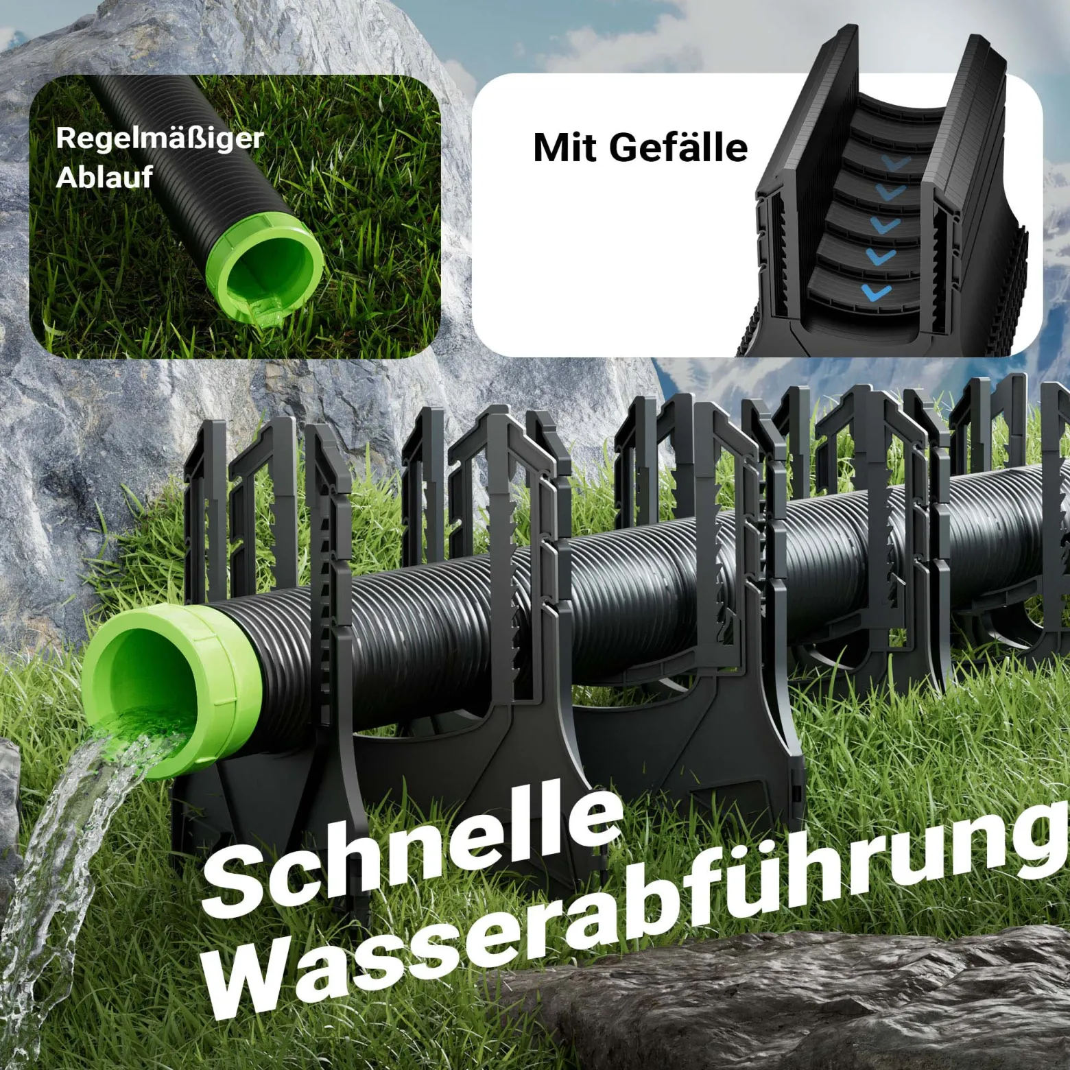 Wiltec Halterung für Abwasserschläuche 4,5 m, Schlauchhalterung Abwasserschlauch für Schläuche bis Ø 94 mm, Schlauchhalter höhenverstellbar für Abwasser bei Camping, Wohnwagen und Wohnmobil