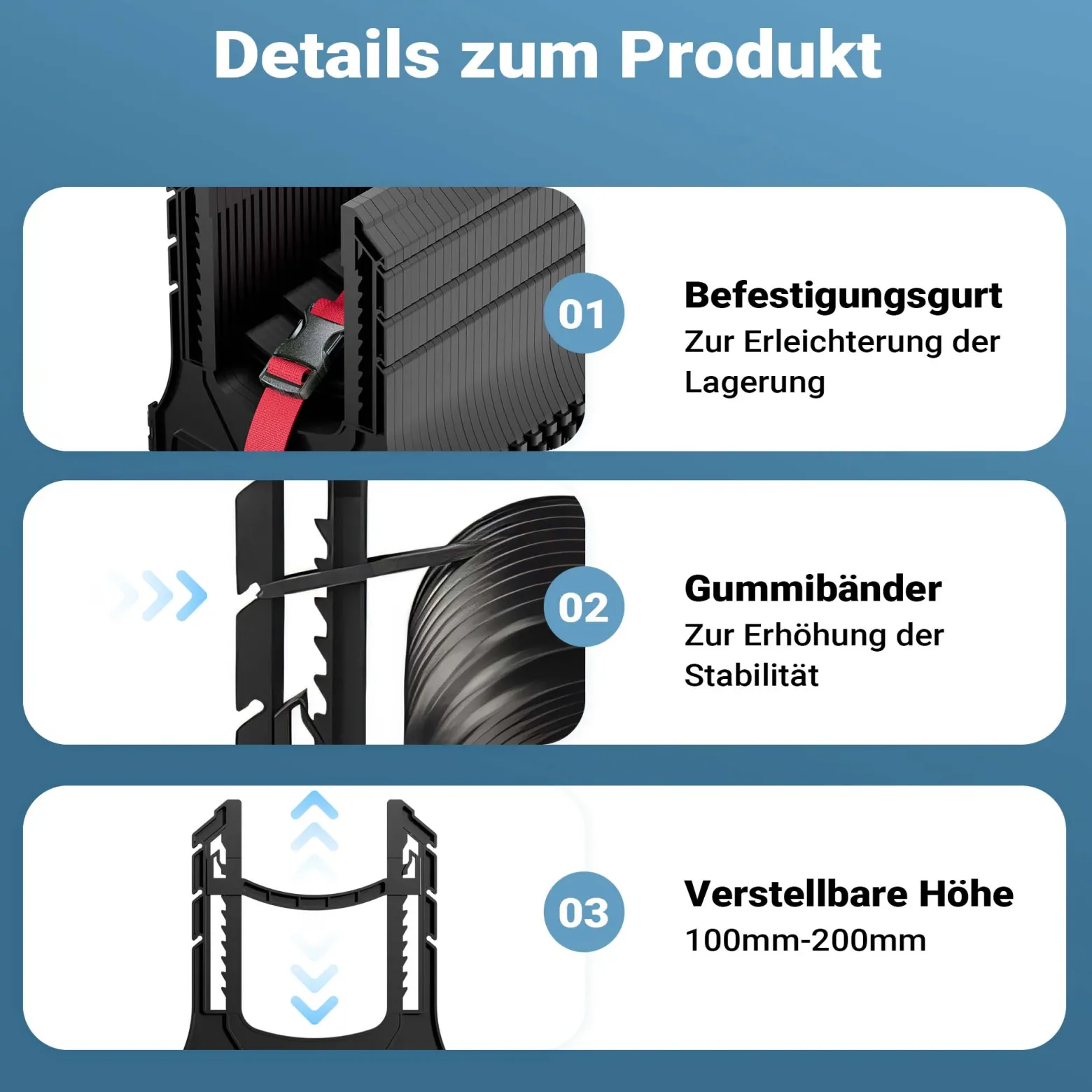 Wiltec Halterung für Abwasserschläuche 4,5 m, Schlauchhalterung Abwasserschlauch für Schläuche bis Ø 94 mm, Schlauchhalter höhenverstellbar für Abwasser bei Camping, Wohnwagen und Wohnmobil