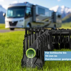 Wiltec Halterung für Abwasserschläuche 3,05 m, Schlauchhalterung Abwasserschlauch für Schläuche bis Ø 94 mm, Schlauchhalter höhenverstellbar für Abwasser bei Camping, Wohnwagen und Wohnmobil