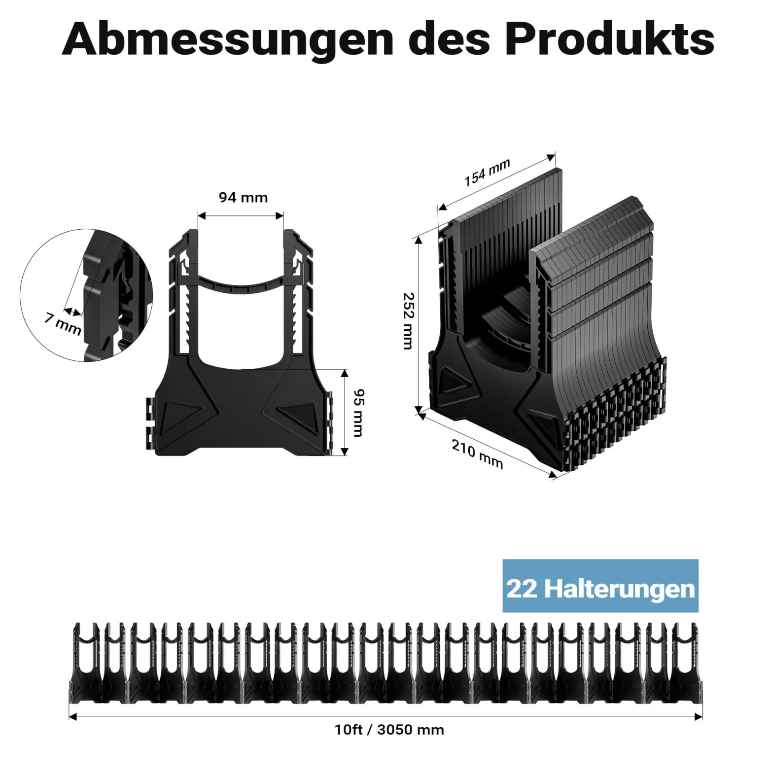 Wiltec Halterung für Abwasserschläuche 3,05 m, Schlauchhalterung Abwasserschlauch für Schläuche bis Ø 94 mm, Schlauchhalter höhenverstellbar für Abwasser bei Camping, Wohnwagen und Wohnmobil