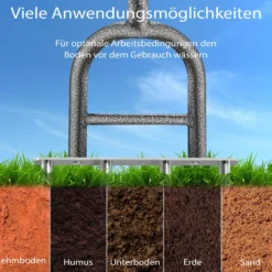 Wiltec Hand Aerifizierer aus Stahl, Handaerifizierer mit ergonomischem T-Griff, Rasenaerifizierer mit 4 Zinken, Rasenlüfter für effiziente Rasenpflege