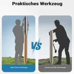 Wiltec Handramme Ø14 cm Zaunpfahlramme mit Handgriffe, Pfahlramme aus Stahl, Pfostenramme für Zaunbau und Bodenverdichtung