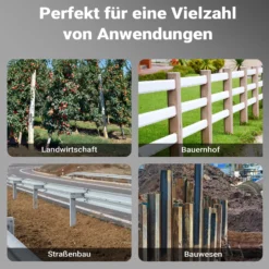 Wiltec Handramme Ø14 cm Zaunpfahlramme mit Handgriffe, Pfahlramme aus Stahl, Pfostenramme für Zaunbau und Bodenverdichtung