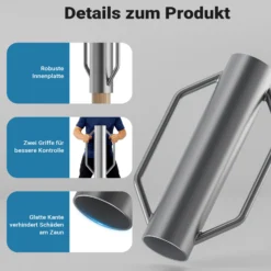Wiltec Handramme Ø14 cm Zaunpfahlramme mit Handgriffe, Pfahlramme aus Stahl, Pfostenramme für Zaunbau und Bodenverdichtung
