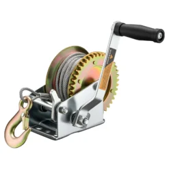 Wiltec Handseilwinde bis 350kg Übersetzung 3,1:1 130x175x130mm, Winde mit 10m Drahtseil, Seilwinde handbetrieben, Handseilzug effizient, Forstseilwinde