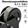 Wiltec Handseilwinde bis 1500 kg Übersetzung 4,1:1 9,8:1 Winde 280 x 240 x 180 mm Handseilzug mit 10 m Seil Forstseilwinde handbetrieben