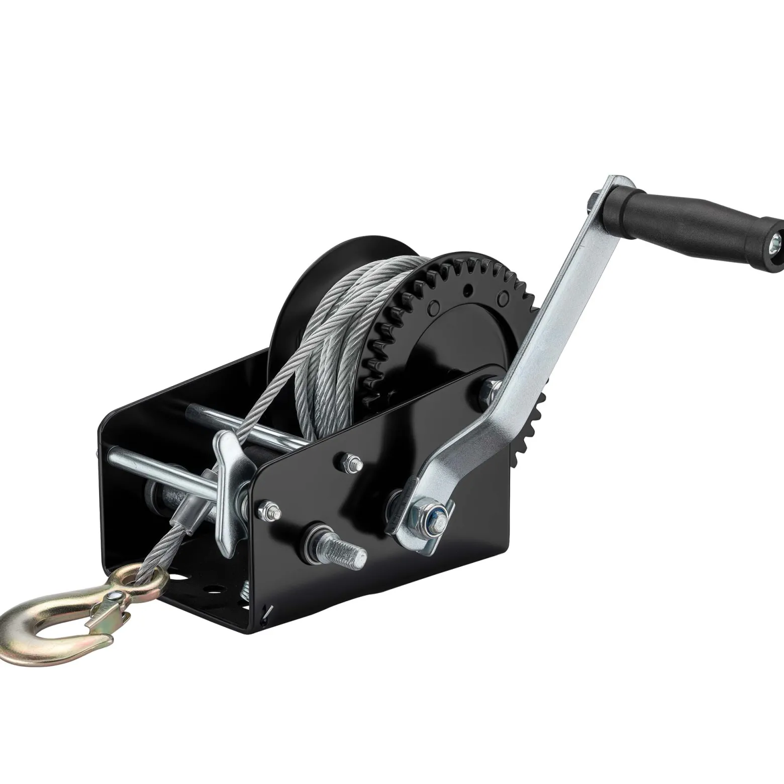 Wiltec Handseilwinde bis 1500 kg Übersetzung 4,1:1 9,8:1 Winde 280 x 240 x 180 mm Handseilzug mit 10 m Seil Forstseilwinde handbetrieben