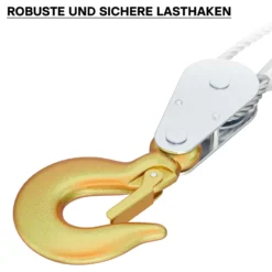 Wiltec Handseilzug mit 3 m Drahtseil bis 4000 kg, Flaschenzug mit 2 Haken, Seilwinde mit Sicherheitslasthaken, Handseilwinde mit 2 Getriebe