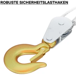Wiltec Handseilzug mit 2,2 m Drahtseil bis 2000 kg, Flaschenzug mit 2 Haken, Seilwinde mit Sicherheitslasthaken, Handseilwinde mit 2 Getriebe