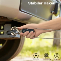 Wiltec Handseilzug mit 1,8 m Drahtseil bis 1000 kg, Flaschenzug mit 2 Haken, Seilwinde mit Sicherheitslasthaken