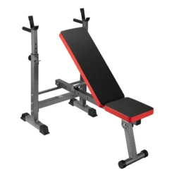 Wiltec Hantelbank klappbar bis 230 kg mit Langhantelablage Multifunktionsbank Schrägbank und Flachbank Gym Bank Verstellbare Trainingsbank für Übungen mit Langhanteln und Kurzhanteln Zuhause Fitness