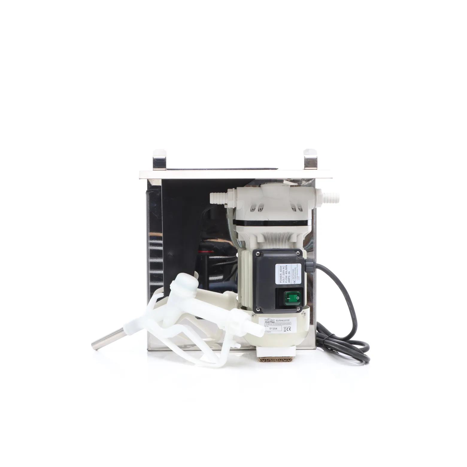 Wiltec Harnstoffpumpe 230 V 400 W 40 l/min, selbstansaugende Förderpumpe für AUS32 Urea, Membranpumpe zur Betankung, mit Trägerplatte u. Kunststoff Zapfpistole