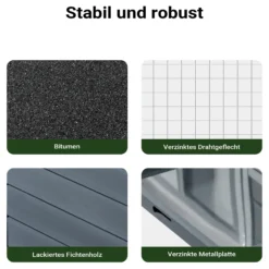 Wiltec Hasenstall grau-weiß 1220 x 630 x 920 mm mit Freilaufgehege und erhöhtem Unterschlupf aus Holz, Kaninchenkäfig mit 2 Etagen, Kleintierstall