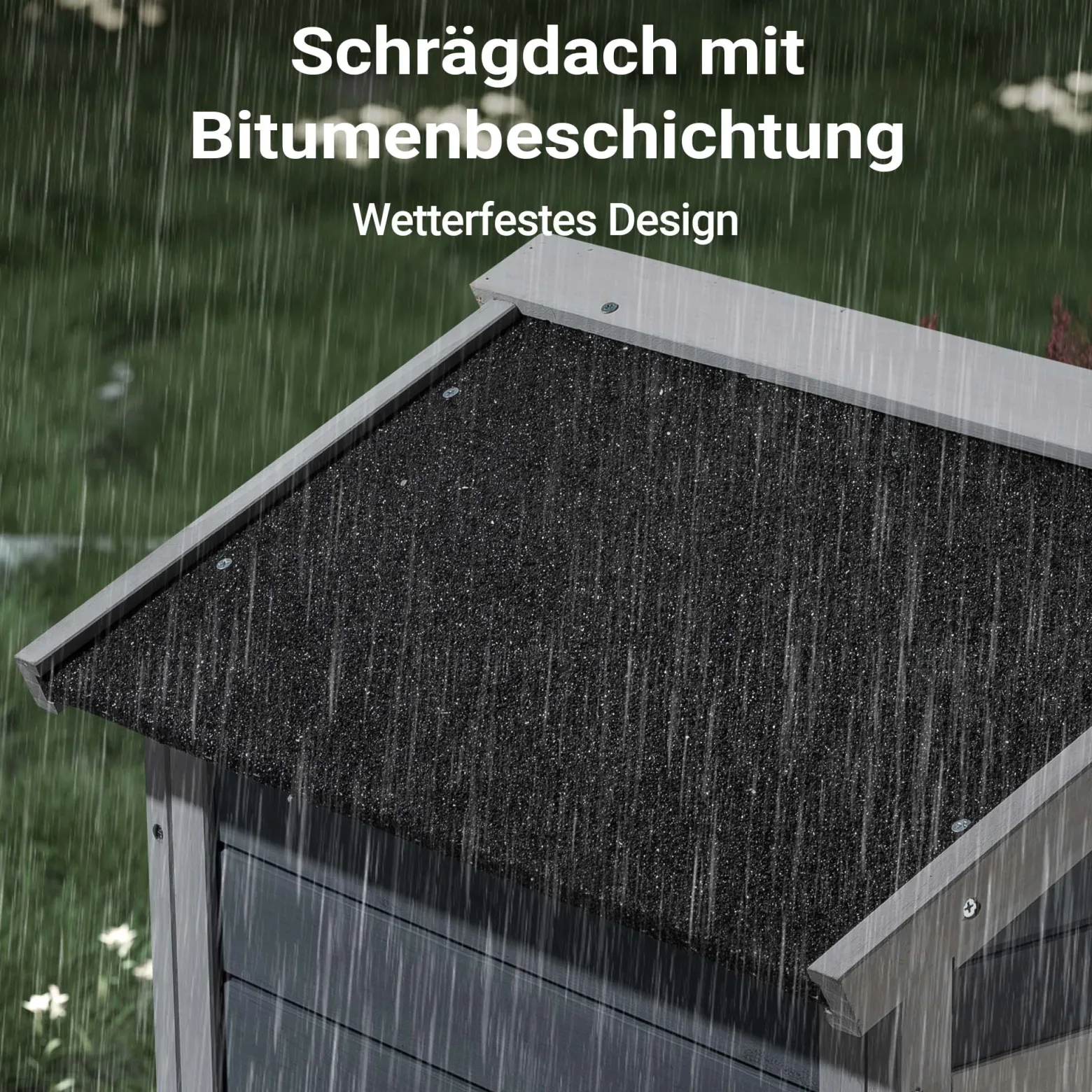 Wiltec Hasenstall grau-weiß 1220 x 630 x 920 mm mit Freilaufgehege und erhöhtem Unterschlupf aus Holz, Kaninchenkäfig mit 2 Etagen, Kleintierstall