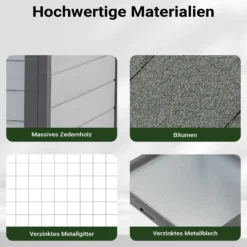 Wiltec Hasenstall hellgrau 1460 x 750 x 830 mm mit Freilaufgehege und erhöhtem Unterschlupf aus Holz, Kaninchenkäfig mit 2 Etagen, Kleintierstall