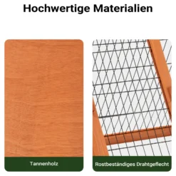 Wiltec Hasenstall in Dreiecksform, 118 x 50 x 45 cm, Kaninchenstall mit Freilauf und Schlafbereich, Kleintierstall aus Fichtenholz, Außengehege mit Türen