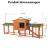 Wiltec Hasenstall 2190 x 530 x 850 mm mit Freilaufgehege und erhöhtem Unterschlupf aus Fichtenholz, Kaninchenkäfig mit 2 Etagen, Kleintierstall