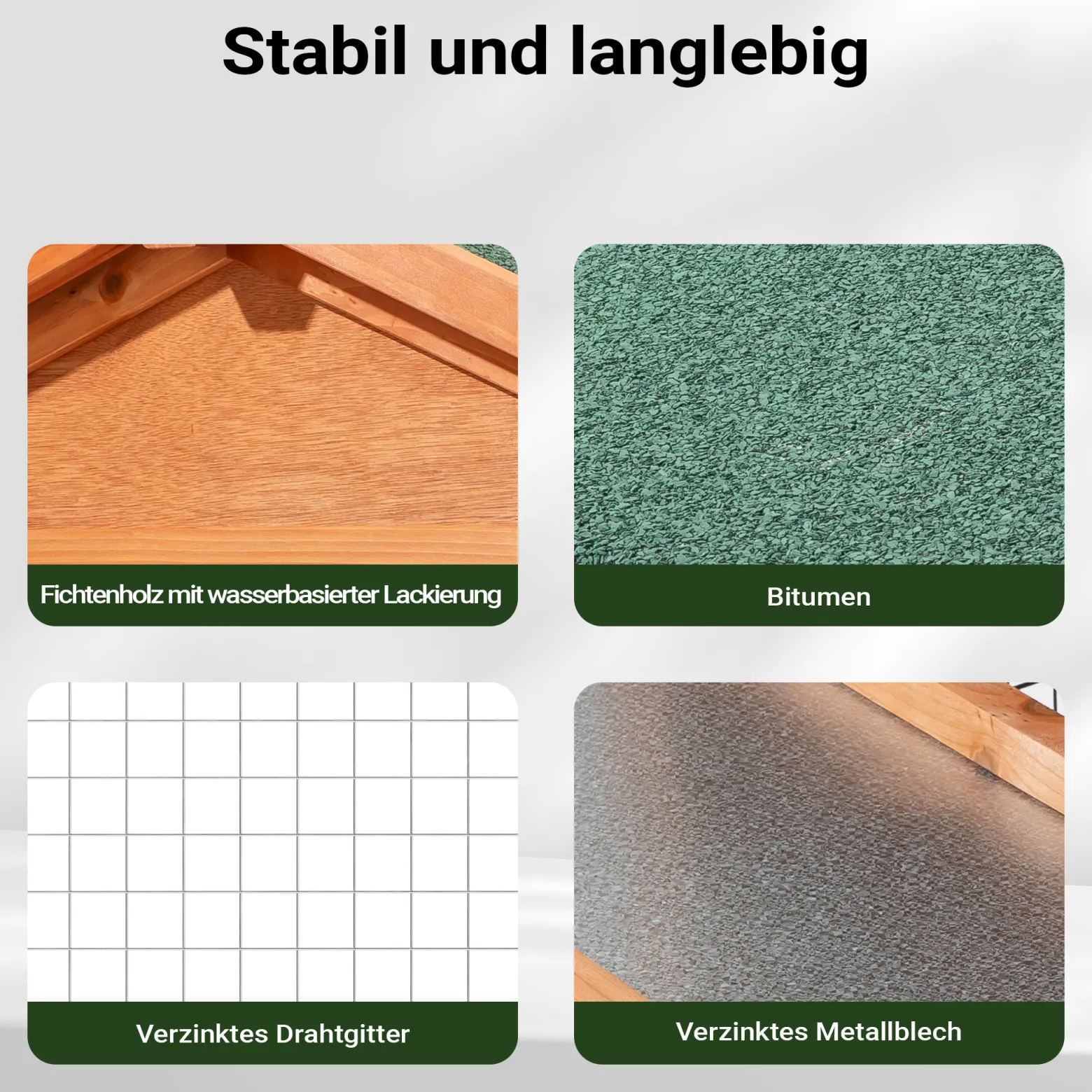 Wiltec Hasenstall 1220 x 630 x 920 mm mit Freilaufgehege und erhöhtem Unterschlupf aus Fichtenholz, Kaninchenkäfig mit 2 Etagen, Kleintierstall