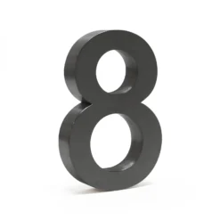 Wiltec Hausnummer 8 anthrazit Edelstahl Hausnummer in modernem 3D-Design, Höhe 20 cm, Schrift Arial, rostfrei und witterungsbeständig, mit Montagematerial