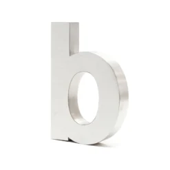 Wiltec Hausnummer b silberfarbene Edelstahl Hausnummer in modernem 3D-Design, Höhe 20 cm, Schrift Arial, rostfrei und witterungsbeständig, mit Montagematerial