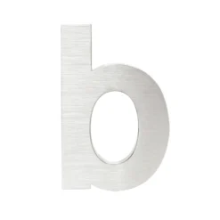 Wiltec Hausnummer b silberfarbene Edelstahl Hausnummer in modernem 3D-Design, Höhe 20 cm, Schrift Arial, rostfrei und witterungsbeständig, mit Montagematerial